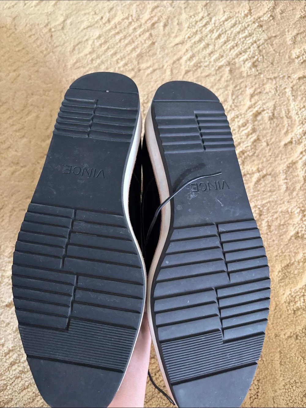 Vince Black Patent Leather Derby with White Platform